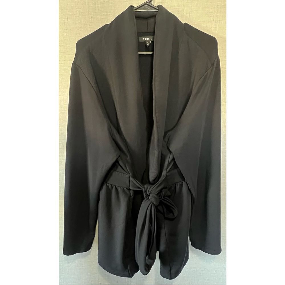 Torrid Heavyweight Black Warm Fleece Lined Wrap Around Cardigan Sweater